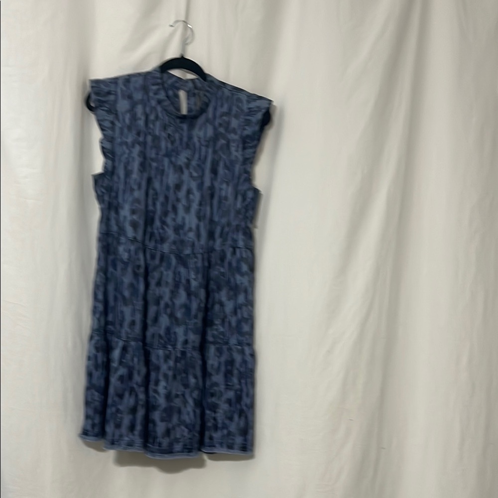 Anthropologie Navy Patterned Mini Dress